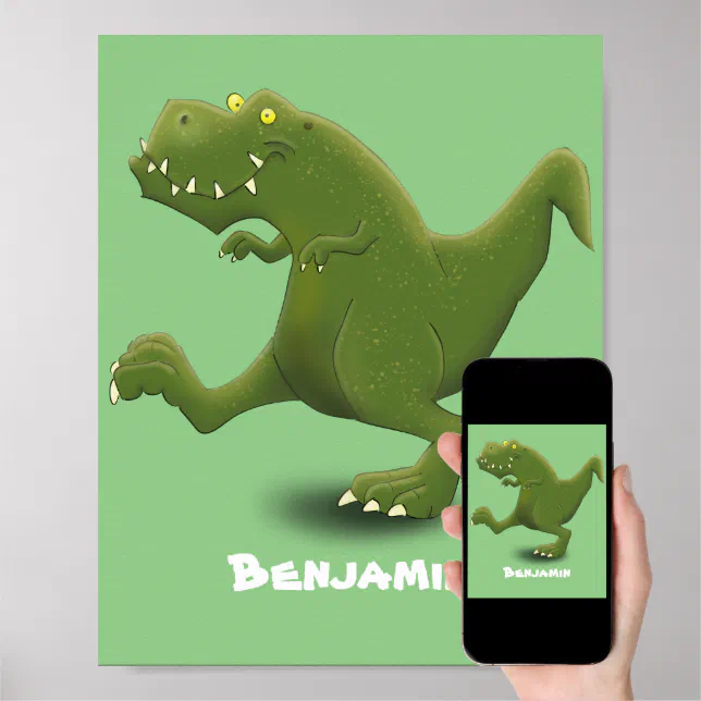 Poster Engraçado humor de desenho animado de T rex dinoss