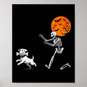Poster Engraçado Humor Humor Halloween Skeleton perseguin