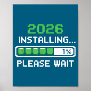 Poster Engraçado Instalando Por Favor Aguarde Pixel Carre