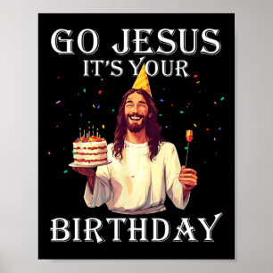 Poster Engraçado, Jesus, é o seu aniversário Feliz Natal