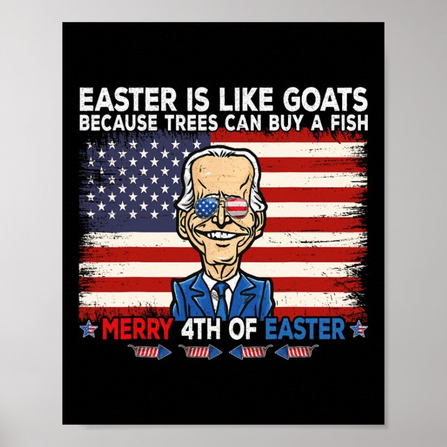 Poster Engraçado Joe Biden Feliz 4º Da Design Páscoa 4º (Frente)
