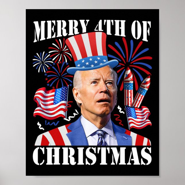 Poster Engraçado Joe Biden Feliz 4 De Natal 4 De Julho (Frente)