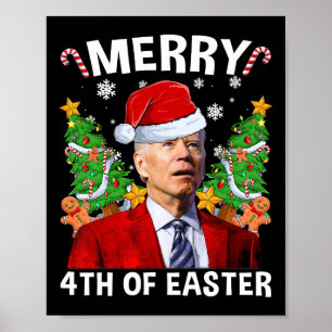 Poster Engraçado Joe Biden Natal Santa Hat Feliz 4th Of E