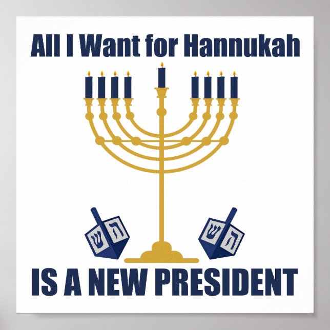 Poster Engraçado Judeu Anti-Trump Político Hanukkah (Frente)