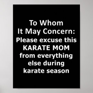 Poster Engraçado Karate Mãe Citação. Carta de Ausência Ex