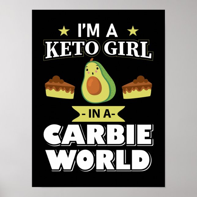 Poster Engraçado Keto Garota Bonita Dieta Ketogênica Avoc (Frente)
