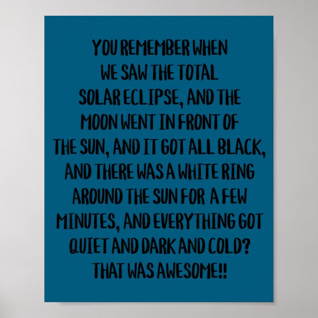 Poster Engraçado Lembrar Eclipse Solar Total (Frente)