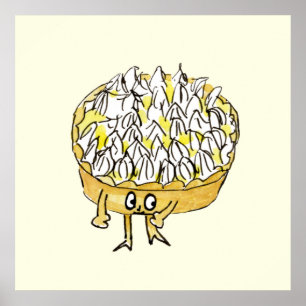Poster Engraçado Lemon Meringue Pie Quirky Cute Cartograf