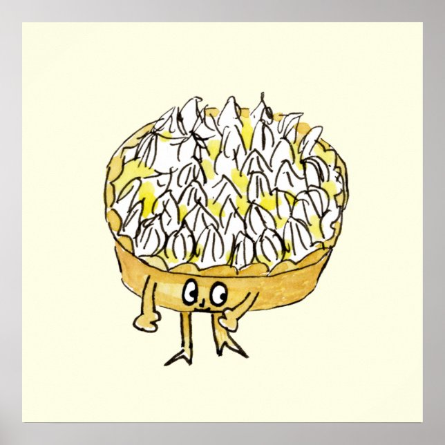 Poster Engraçado Lemon Meringue Pie Quirky Cute Cartograf (Frente)