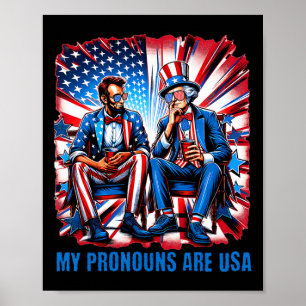 Poster Engraçado Lincoln Washington 4 de julho Patriótico