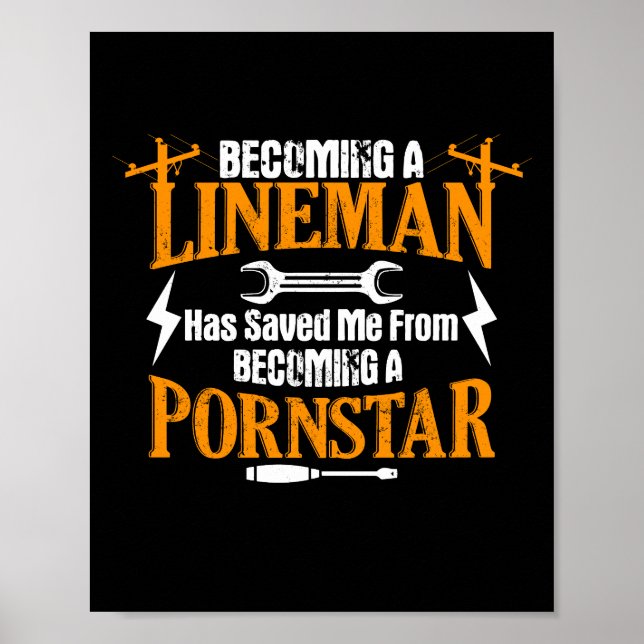 Poster Engraçado Lineman Pai Homens Elétricos Lineman (Frente)