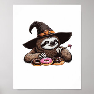 Poster Engraçado Lúcio de Bruxa Desfrutando Rosquinhas -