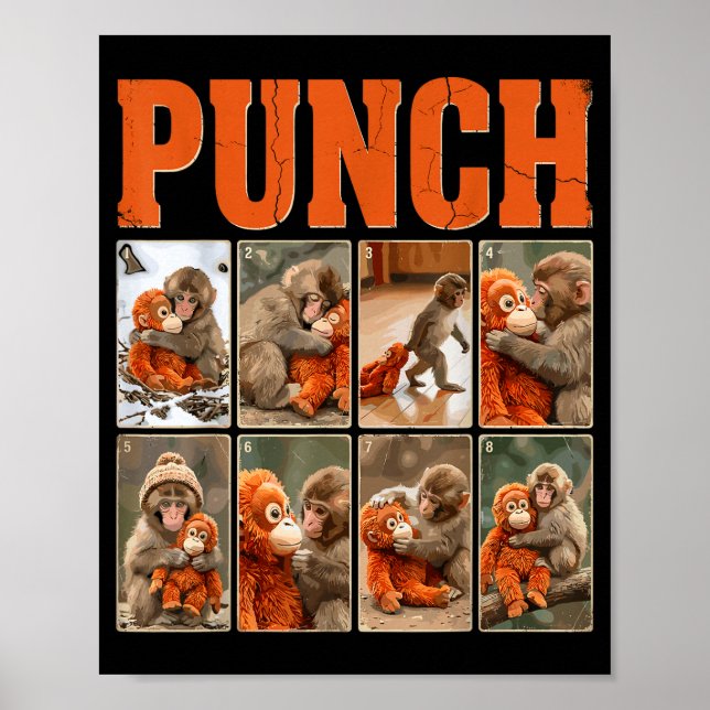 Poster Engraçado macaco macaque fofo soco meme japonês  (Frente)