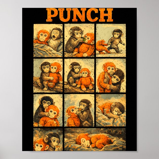 Poster Engraçado macaco macaque meme japonês fofo  (Frente)