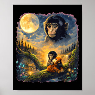 Poster Engraçado macaco macaque meme japonês fofo soco