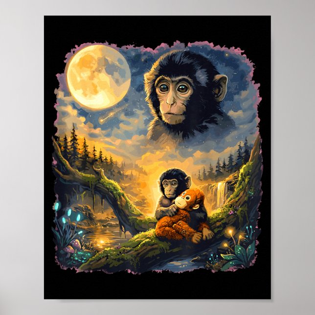 Poster Engraçado macaco macaque meme japonês fofo soco  (Frente)