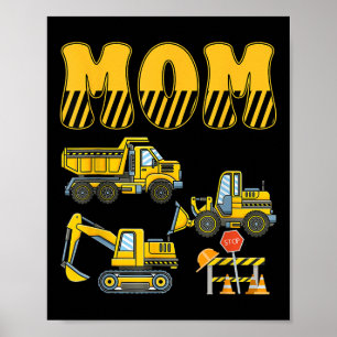 Poster Engraçado Mãe Pai Escavadora Crianças Meninos Famí