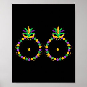 Poster Engraçado Mama com Miçangas Nola Mardi Gras Fat Te