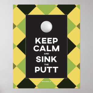 Poster Engraçado Mantenha o Golfe Calmo