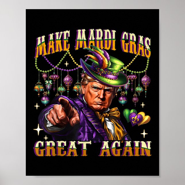 Poster Engraçado Mardi Gras Donald Trump Mardi Gras Ameri (Frente)