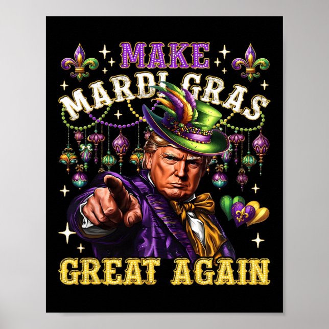 Poster Engraçado Mardi Gras Donald Trump Mardi Gras Ameri (Frente)