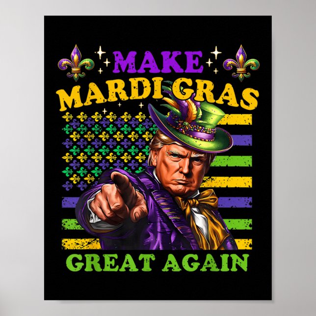 Poster Engraçado Mardi Gras Donald Trump Mardi Gras Ameri (Frente)