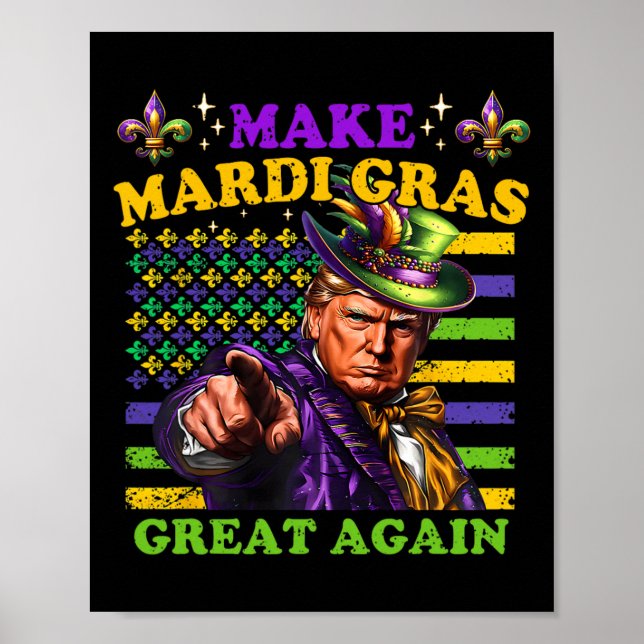 Poster Engraçado Mardi Gras Donald Trump Mardi Gras Ameri (Frente)
