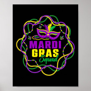 Poster Engraçado Mardi Gras Esquadrão Dourado Miçangas ve