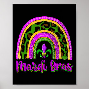 Poster Engraçado Mardi Gras Parade Outfit Jester Rainbow