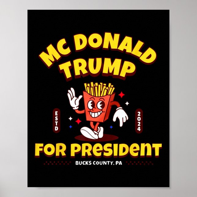 Poster Engraçado Mcdonald Trump Para O Presidente 2024 Se (Frente)