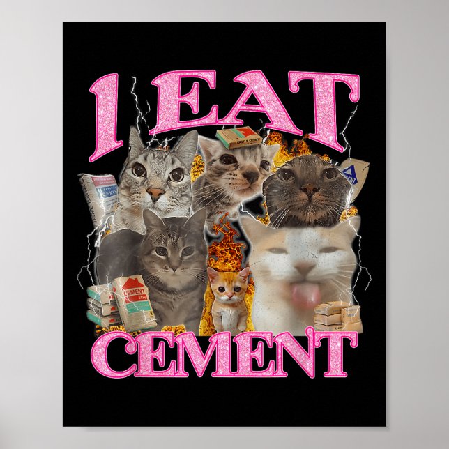 Poster Engraçado Memória De Gato Eu Comi Cimento, Cimento (Frente)
