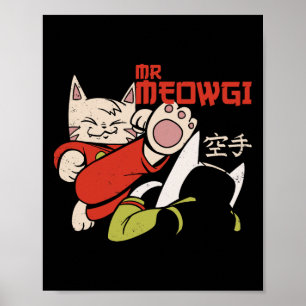 Poster Engraçado Meowgi Karate Cat Meow Design Men Women