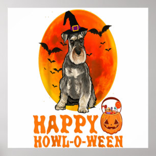 Poster Engraçado Miniatura Schnauzer Cachorro Halloween F