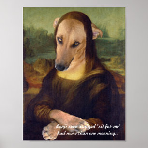Pôster Engraçado Mona Lisa Puppy Dog