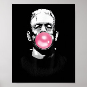 Poster Engraçado Monstro Frankenstein A Explodir Uma Goma