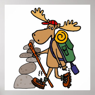 Poster Engraçado Moose Caminhando com Cartoon do Cairn