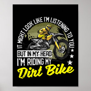 Poster Engraçado Motocross Bikers na minha cabeça Eu esto