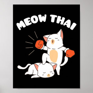 Poster Engraçado Muay Tailandês Gata Tailandês Boxando Gi