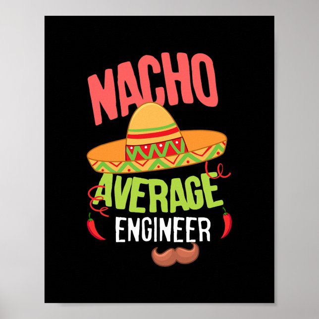 Poster Engraçado Nacho Média dizendo Nacho Média Engenhei (Frente)