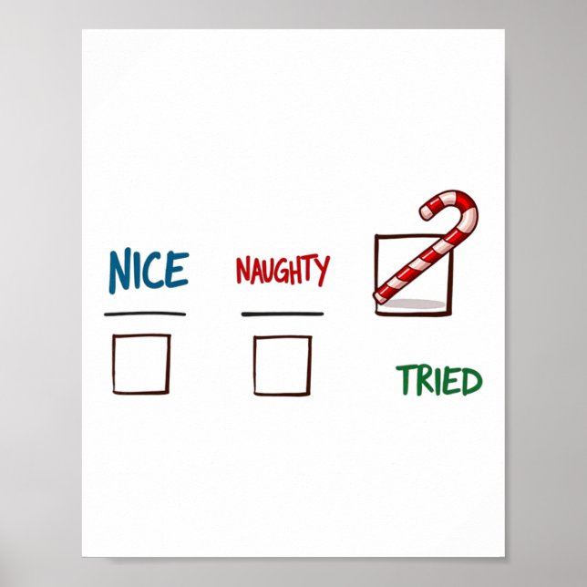 Poster Engraçado Natal Bastante, Eu Tentei Natal Feriado (Frente)