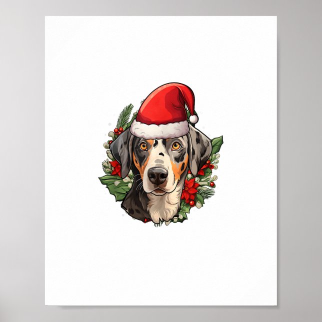 Poster Engraçado Natal Catahoula Leopard Cão (Frente)