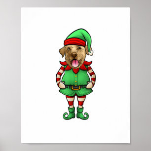 Poster Engraçado Natal Elf Yellow Lab Dog Yellow Labrador