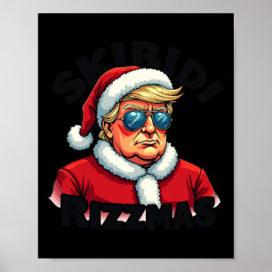 Poster Engraçado Natal Papai Noel Trump Skibidi Ri