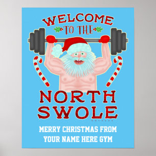 Pôster Engraçado Natal Swole Papai Noel   Gym Personaliza
