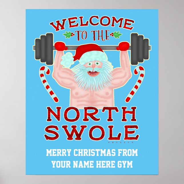 Pôster Engraçado Natal Swole Papai Noel | Gym Personaliza (Frente)