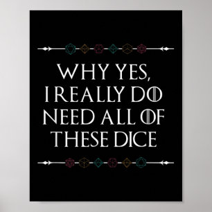 Poster Engraçado Nerdy Gaming D20 Rpg Dice Dizendo Cotaçã
