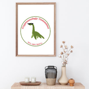 Poster Engraçado Nessie Cryptid Club, Retro Verde e Rosa