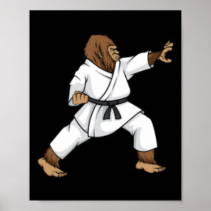 Poster Engraçado Ninja Bigfoot Fazendo Karate Com Samurai