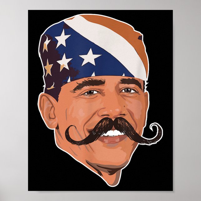 Poster Engraçado Obama Mustache Americano (Frente)