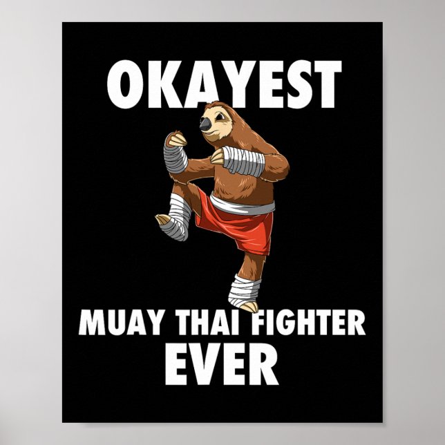 Poster Engraçado Okayest Sloth Fighter Ever - Muay Thai (Frente)
